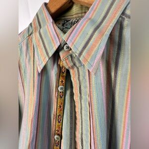 ROBERT GRAHAM BUTTON UP SHIRT Size M‎ Men's RETRO 70'S Long Sleeve Striped EUC
